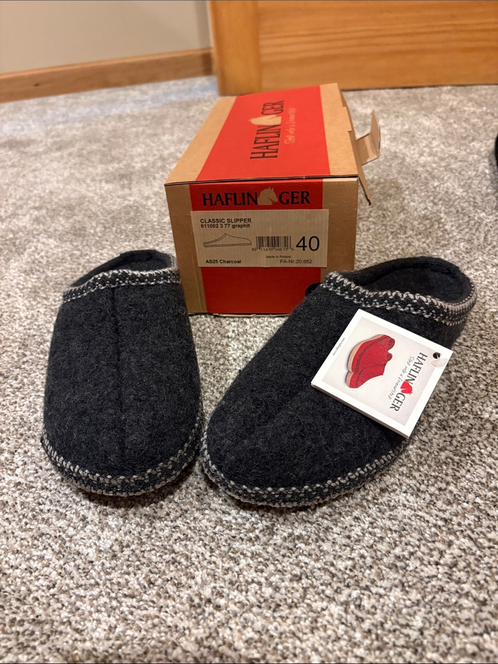 Haflinger womens Charcoal Wool Slip-On Slippers